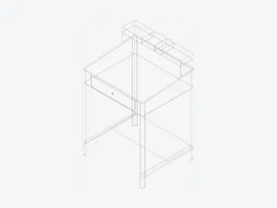 Desk - Floor Mount - Locka Low-poly 3D model