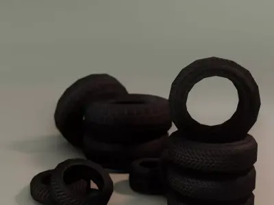 Low Poly Game Ready Tires pile of Low-poly 3D model