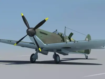 Spitfire wwii fighter plane 3D model purchase