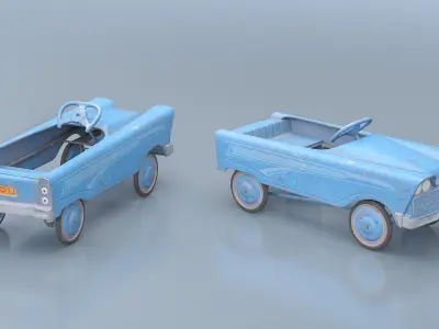 Old Vintage Pedal Car Blue 3D model