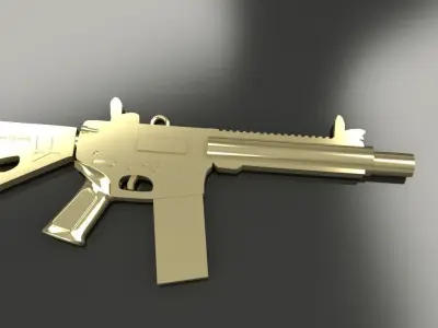 AR Rifle Pendant Gold Silver Platinum Luxury Jewelry  3D print model