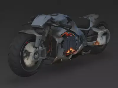 Realistic Wrecked Future Electric Motorcycle 3D Model Low-poly 3D model