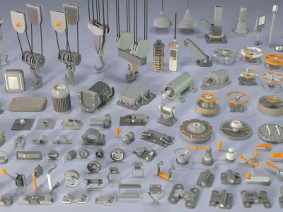 Industrial Kitbash 5 - 100 pieces 3D model