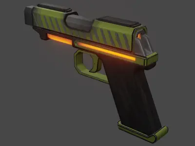 Sci-fi pistol Low-poly 3D model 4