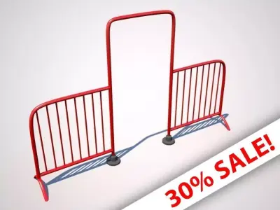 Red Barrier with Door 3D model