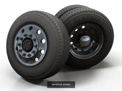 Highpoly truck wheels 3D Model Pack