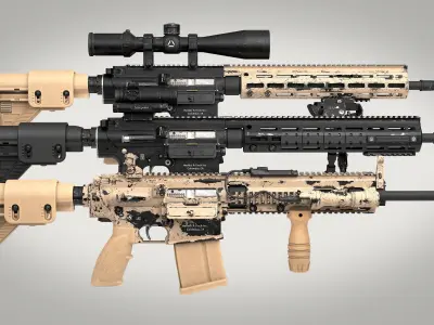 MR 762 Modular Designated Marksman Rifle Low-poly 3D model