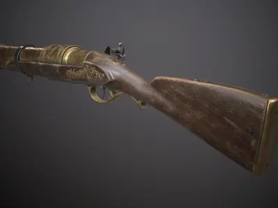 Flintlock Hand-Cannon - two skins Low-poly 3D model