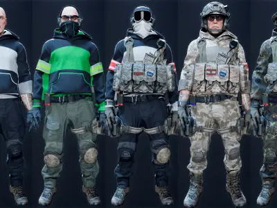Soldiers AAA-Pack UE Low-poly 3D model