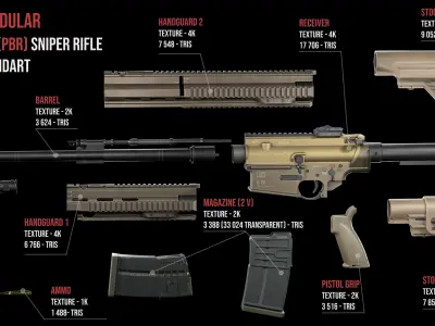 Modular Sniper Rifle HK G28 standart Low-poly 3D model