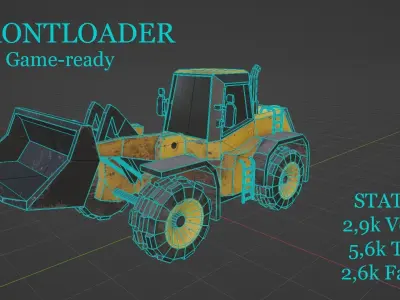 Frontloader 3D model wheel loader Low-poly 3D model