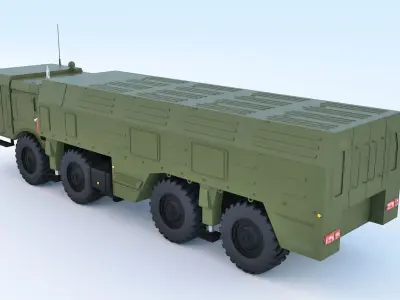 Iskander M military truck with missiles 3D model