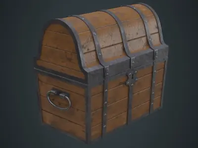 Wooden Chest 1A Low-poly 3D model