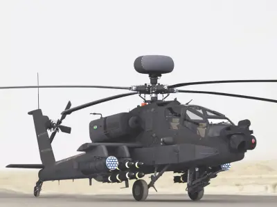 AH64E Apache Longbow Helicopter Gray Low-poly 3D model