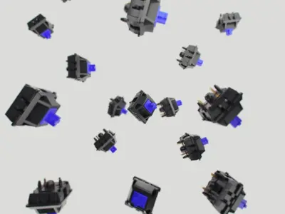 Cherry MX switches keyboard keys 3D model