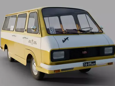 Taxi RAF-2203 Low-poly 3D model