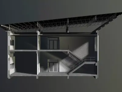Office in section cut 3D model purchase