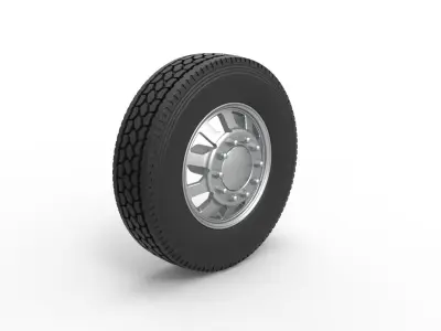 Front custom wheel of semi truck Version 18 Scale 1 to 25 3D print model