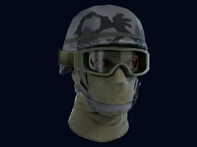 Military Head Low-poly 3D model