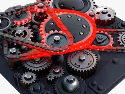 Overheated Gear Mechanism M1 3D model