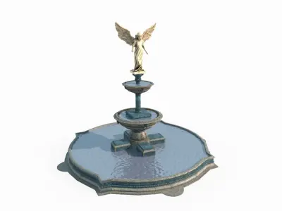 Park Decoration Architecture Angel Statue Fountain 3D model
