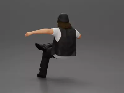 Man in a black beanie sitting and smoking a cigar 3D print model