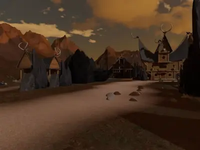 Desolate Settlement In Rugged Terrain 3D model
