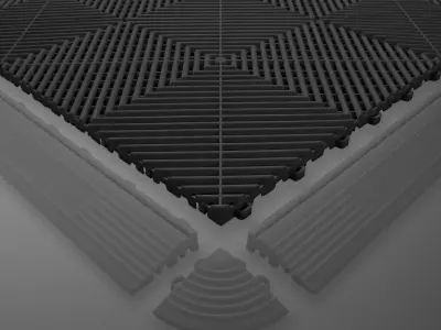 BLACK PERFORATED PP FLOOR TILE 3D model