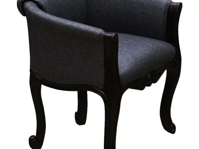 Dining chair leather and black wood Low-poly 3D model