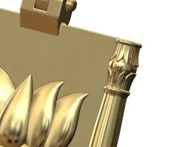 Lotus flower relief and columns pendant charm 3D print model