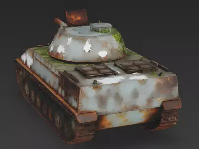 Overgrown Relic Abandoned Light Tank 3D Model Low-poly 3D model