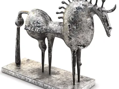 Abstract Metal Reindeer Sculpture Low-poly 3D model