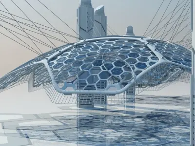 Futuristic Architectural Structure 15 3D model purchase