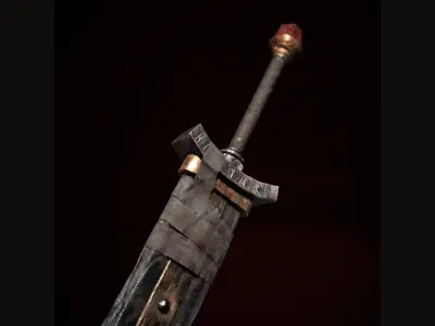 Medieval great viking sword Game ready Low-poly 3D model