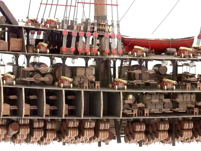 This 3D Galleon red  includes a fully detailed interior 04 3D model