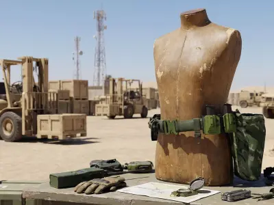 Modern Tactical Battle Belt  Multicam and Green Low-poly 3D model