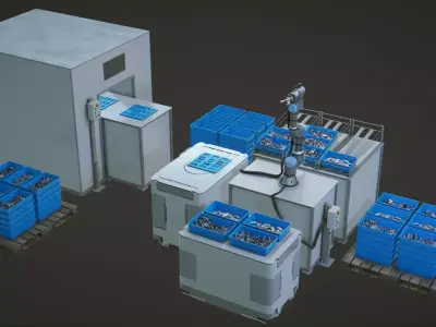 Industrial Packing Machine Collection Low-poly 3D model