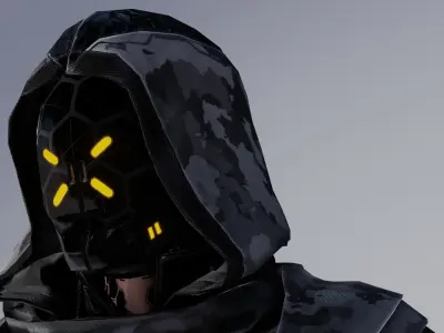 Fully rigged low poly cyborg Low-poly 3D model