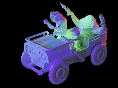army vehicle monkey soldiers  3D print model