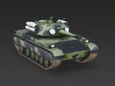 Modern Forest Camo Battle Tank 3D Model Low-poly 3D model
