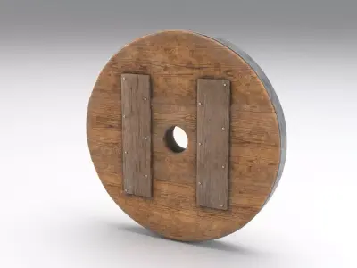Solid Old Wooden Wheel Free low-poly 3D model
