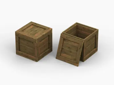 Wooden Cargo Crate Box Low-poly 3D model