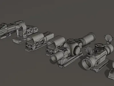 Gun Scope Collection Low-poly 3D model