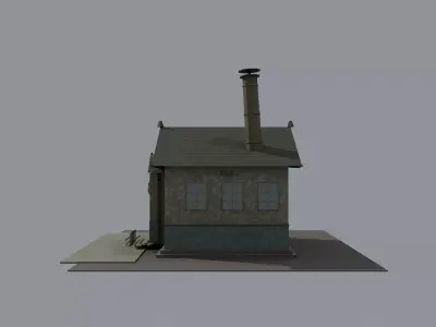 Abandoned Japanese Sento Bathhouse Exterior  Low-poly 3D model