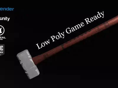 Low Poly Hammer  Game Ready Blender Unity Unreal Low-poly 3D model