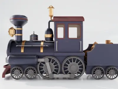 Train Carrying Wood Low-poly 3D model