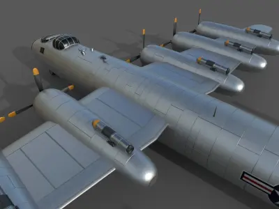 strategic bomber realistic 3d model Low-poly 3D model