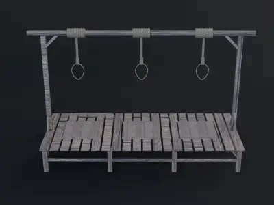 Scaffold Medievalprops - Game Ready - Low Poly PBR 3D Model Low-poly 3D model