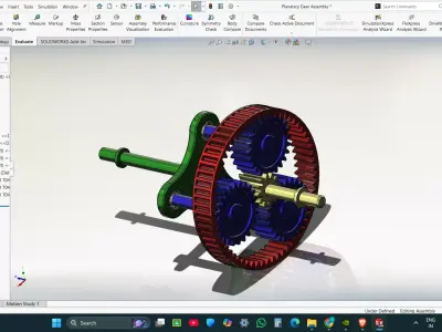 Planetary Gear Assembly Mechanical CAD Model SolidWorks 3D model