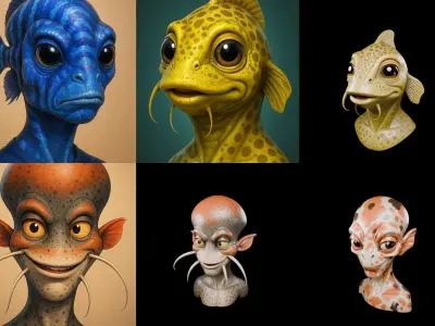 Head Fish bundle 7 pack 100 glb 3D model